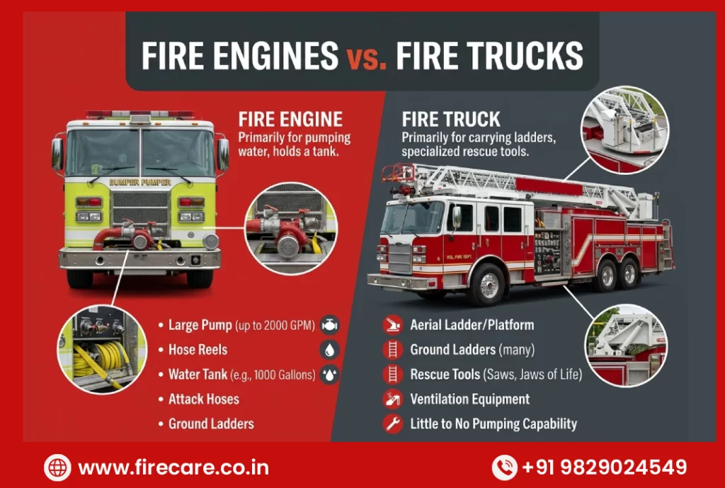 Difference between a fire engine and a fire truck